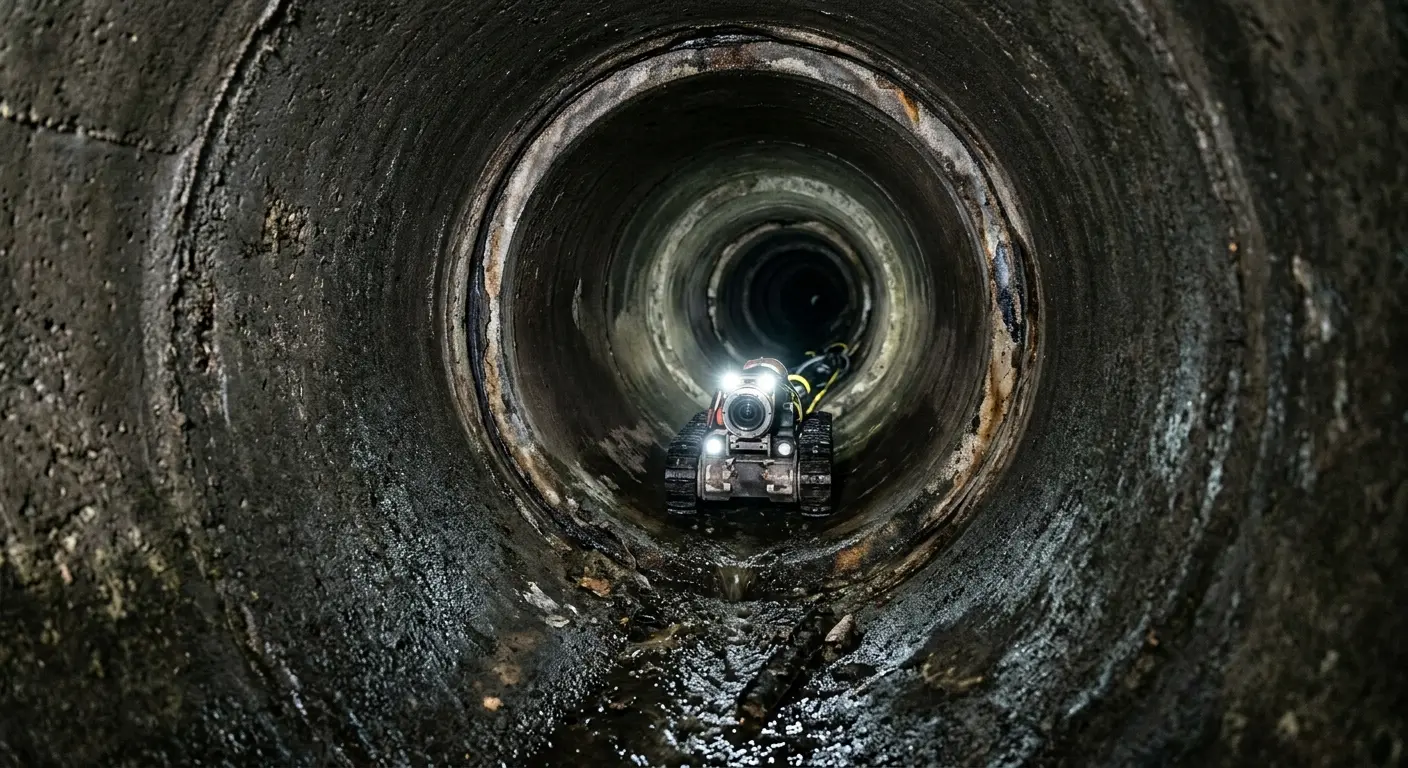 Robotic sewer camera inspecting pipe interior for Drain Snake Service in The Village of Indian Hill